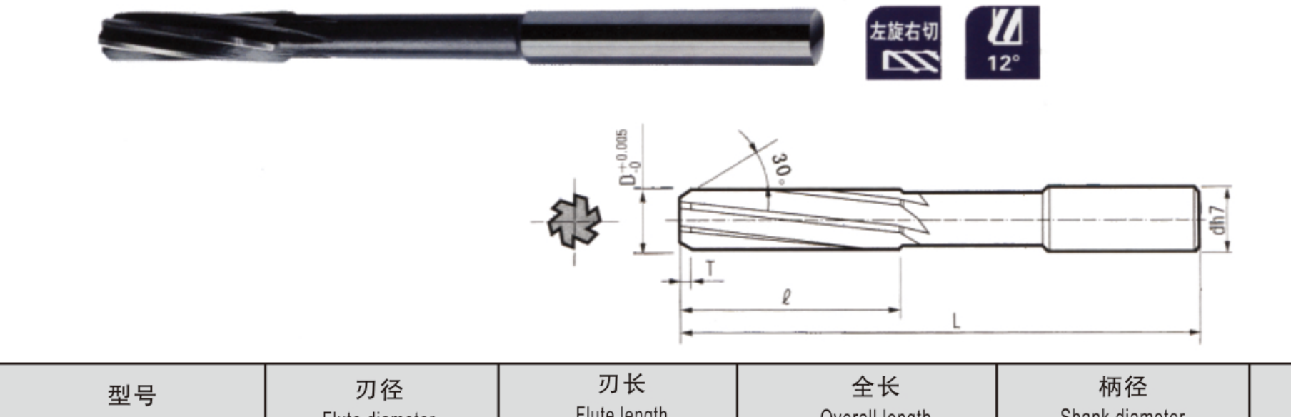 STROVOLT carbide reamer dimension diagram (D, l, L, d) — image 3