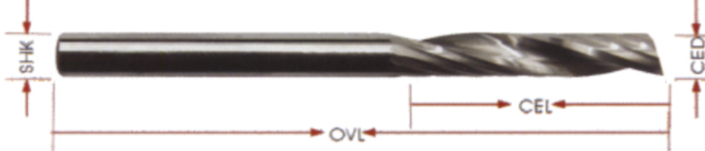 STROVOLT Ø2×50 single-flute router bit dimension diagram (D, l, L, d) — image 2