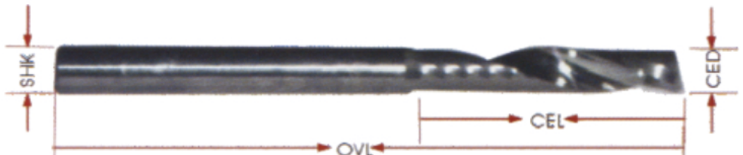 STROVOLT Ø6.35×50 single-flute router bit dimension diagram (D, l, L, d) — image 2