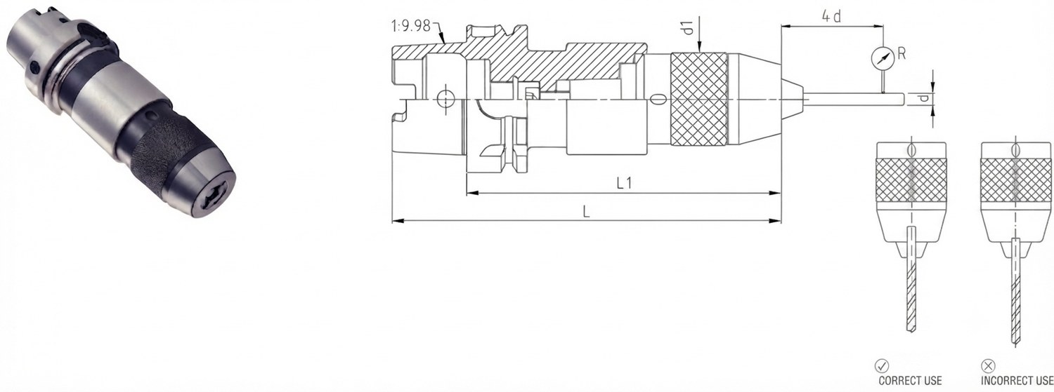 STROVOLT HSK63A-APU drill chuck holder for 8-120mm tools, precision clamping for machine tools