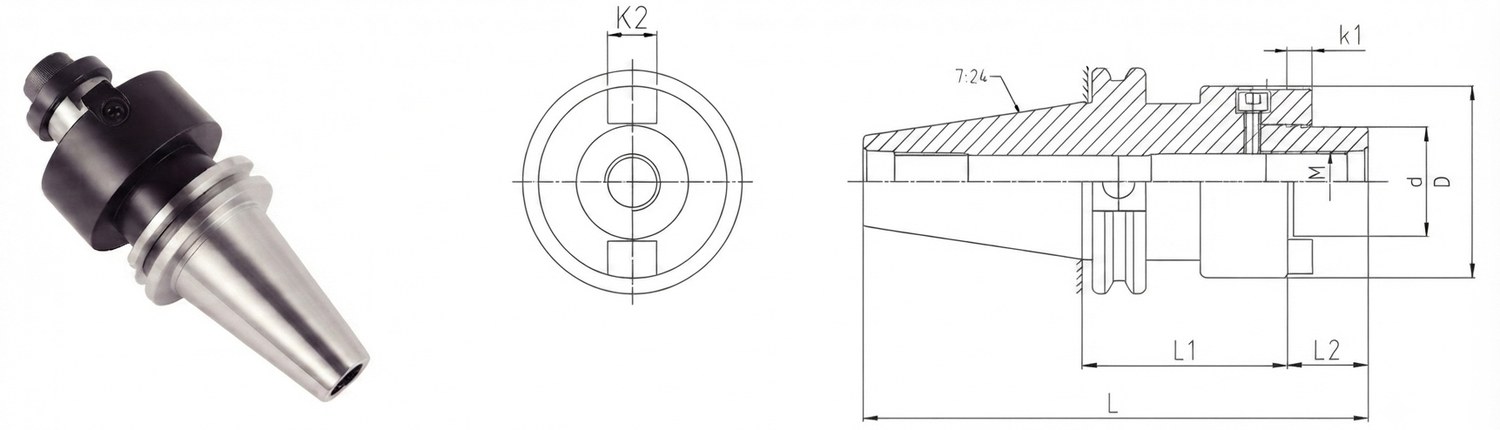 STROVOLT CAT50-FMB Face Mill Arbor for milling machines, precision CAT50 taper, 16-60mm range