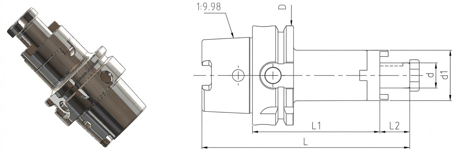 STROVOLT HSK100Ax50-80 combi shell end mill toolholder with precision clamping for CNC machines