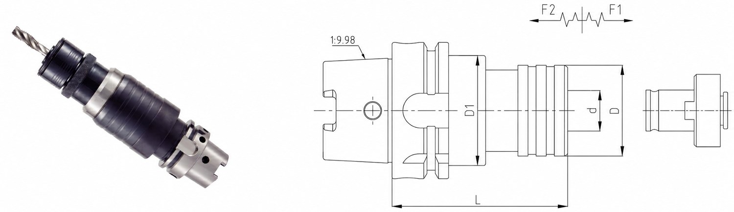STROVOLT HSK100A Quick Change Tapping Toolholder with TC1433 collet for precision machining