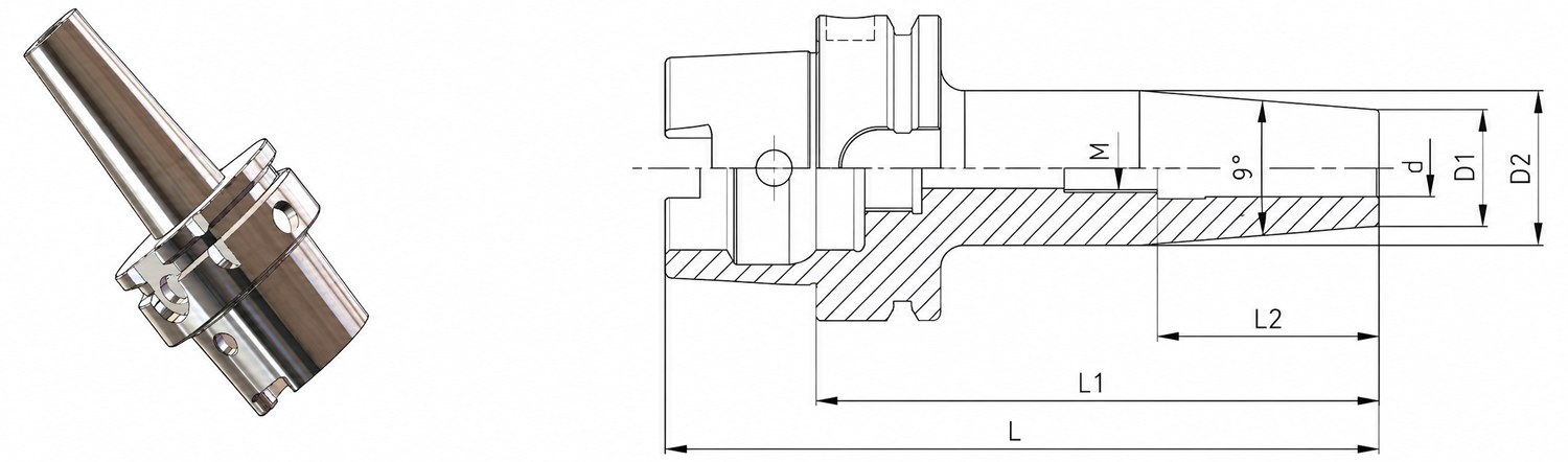 STROVOLT HSK100A shrink tool holder for precision machining with SFC32-200 collet compatibility
