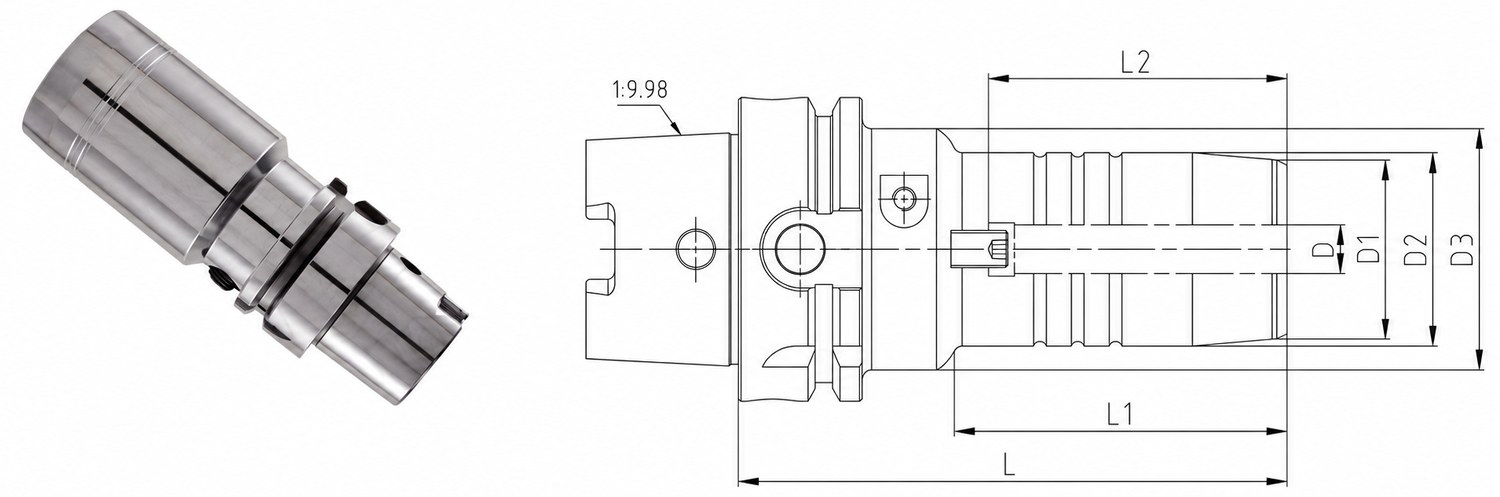 STROVOLT HSK100A hydraulic tool holder for precision machining, 32-150mm clamping range, high rigidity and vibration damping