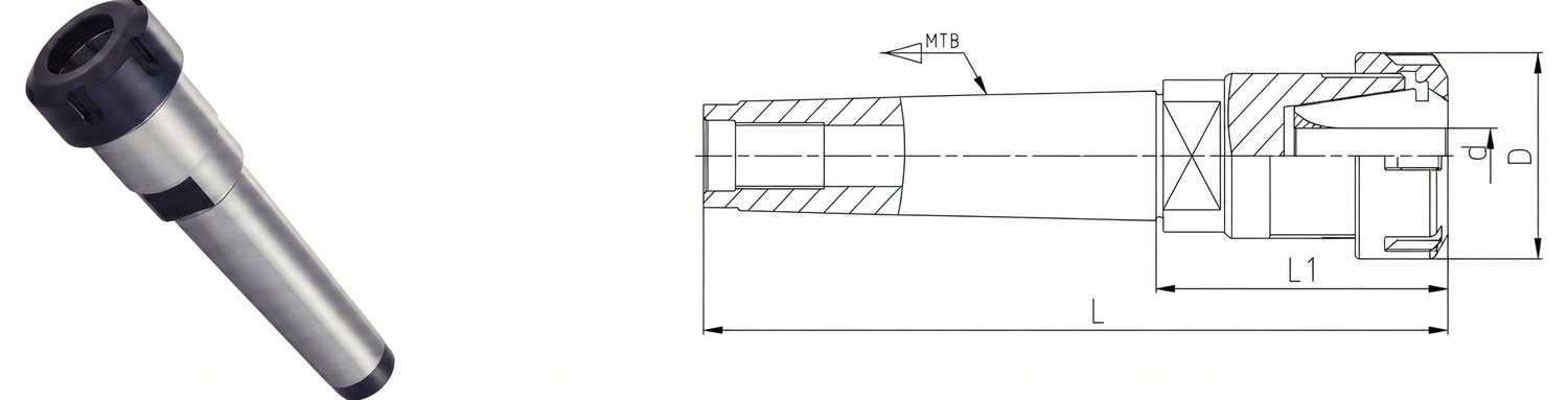STROVOLT Morse Shank ER Milling Toolholder MTB4-ER20-65 for precision machining with ER20 collet compatibility