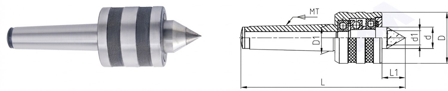 STROVOLT D416A carbide live center for lathe machines, precision-ground for medium-duty turning applications