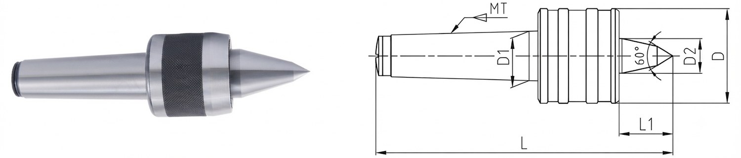STROVOLT MT-50009 Series carbide live center extended for medium-duty machining precision