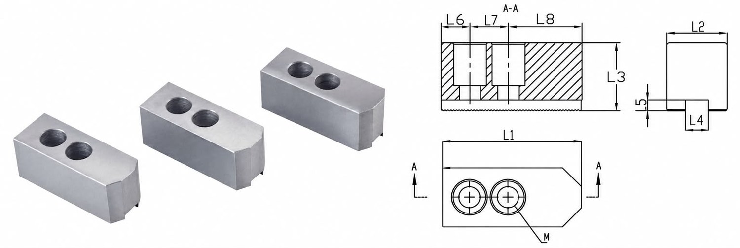 STROVOLT Hydraulic Soft Claws JSR15-1 for machine tools, featuring gentle yet secure workpiece clamping