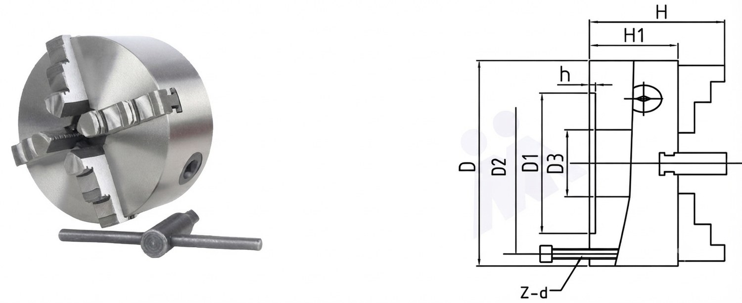 STROVOLT K12 Four-Jaw Self-Centering Chuck with precise grip for lathe machines