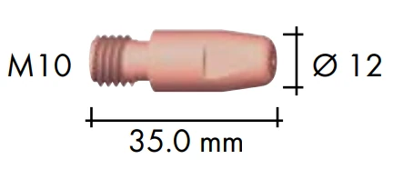 ABICOR BINZEL xFUME ABIROB A 500 contact tips (10 pcs) – M10 thread, 1.4mm bore for precision MIG welding