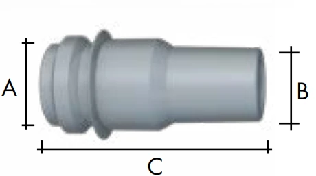 ABICOR BINZEL xFUME ABIROB W 500 gas nozzle set, bottle form with 5 pieces, showing stick-out of +2.4 mm