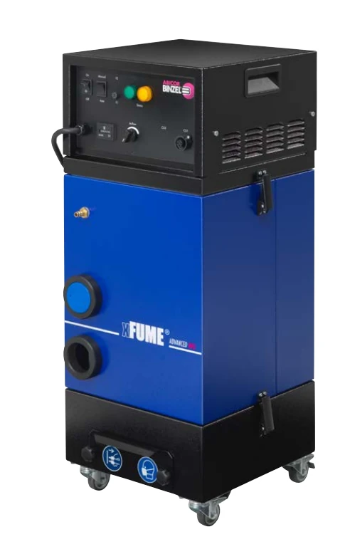 ABICOR BINZEL xFUME ADVANCED fume extraction system, 115V, showing main unit with filters and hoses for welding smoke removal
