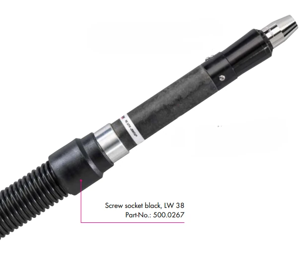 ABICOR BINZEL xFUME AUT handle tube fixture with black screw socket for welding applications