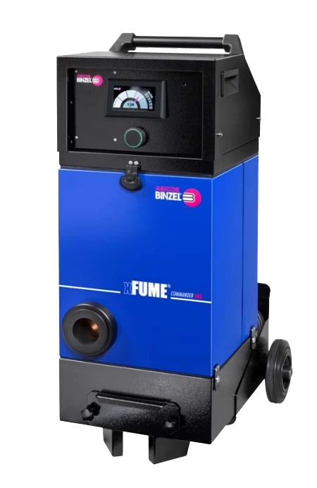 xFUME COMMANDER fume extraction system by ABICOR BINZEL, 100-240V 50/60Hz power supply, 1.1kW motor, for welding fume removal