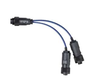 Abicor Binzel xFUME COMMANDER Y-adapter wear part accessory for fume extraction system, showing dual hose connectors