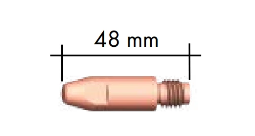 ABICOR BINZEL xFUME PRO CuCrZr M8 contact tip for welding torches, 48mm length, 1.0mm diameter, 10-pack